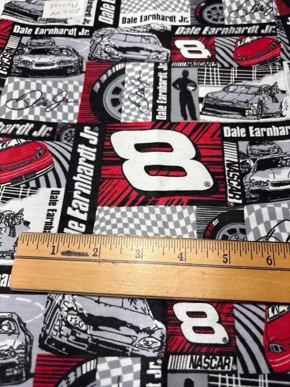 Dale Earnhardt Jr NASCAR Flannel Fabric Racing Cars Checkerboard 20x44